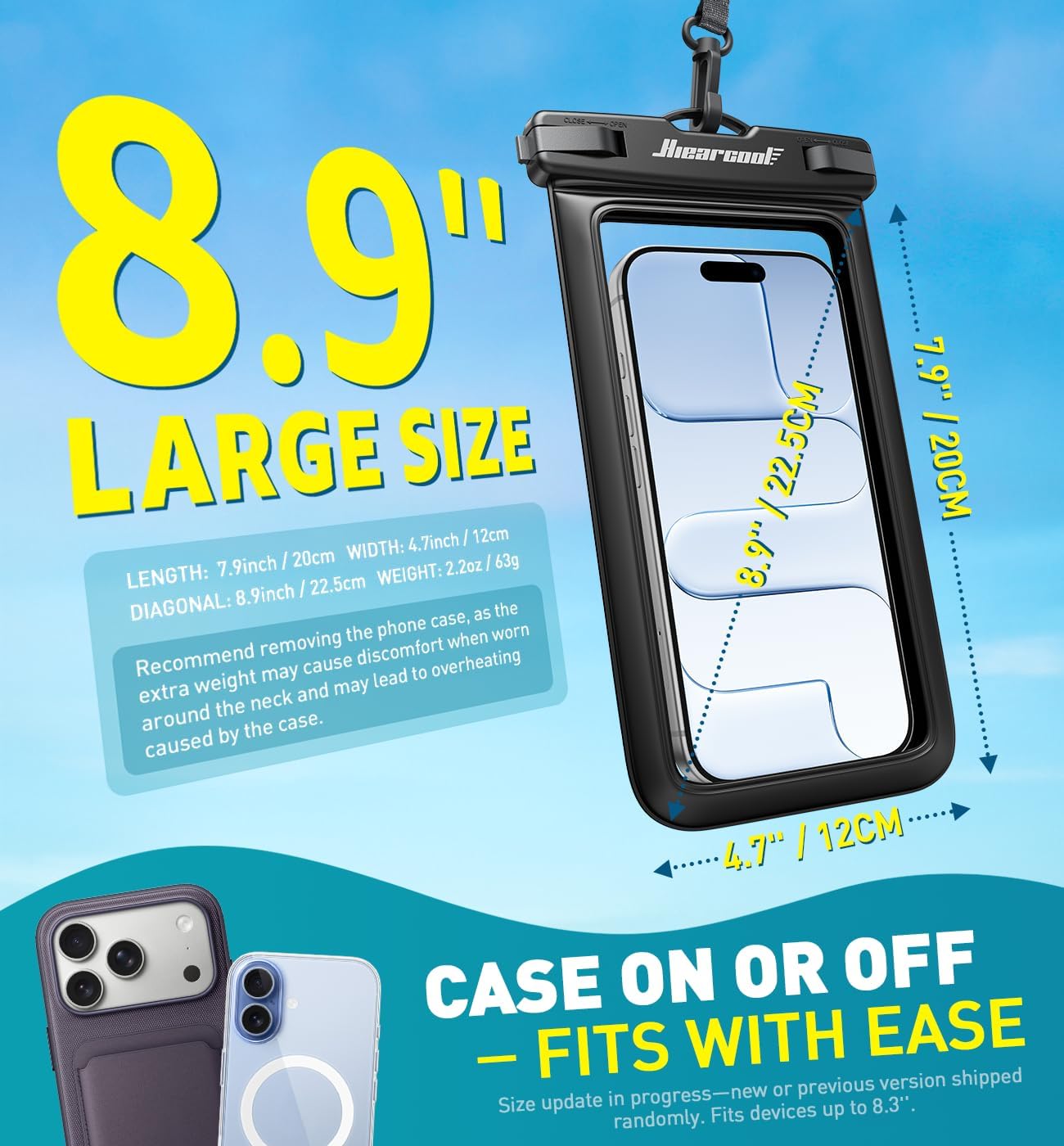 Hiearcool IPX8 Waterproof Phone Pouch 2-Pack