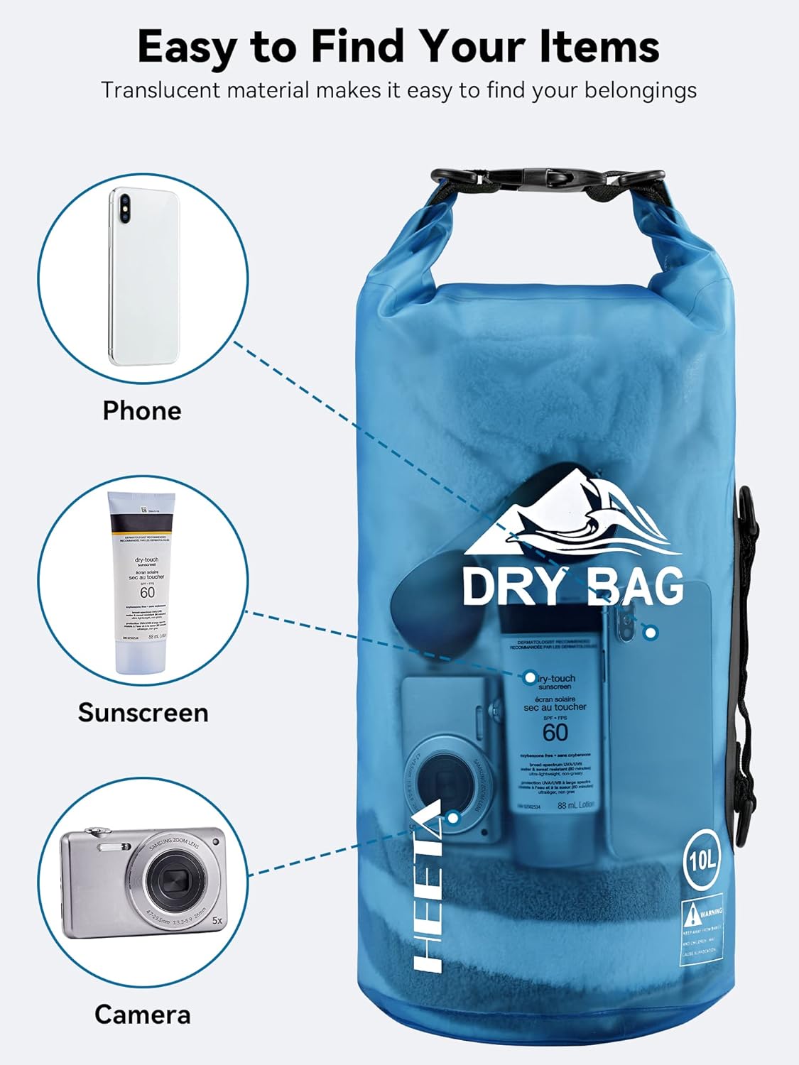 HEETA Waterproof Dry Bag with Phone Case